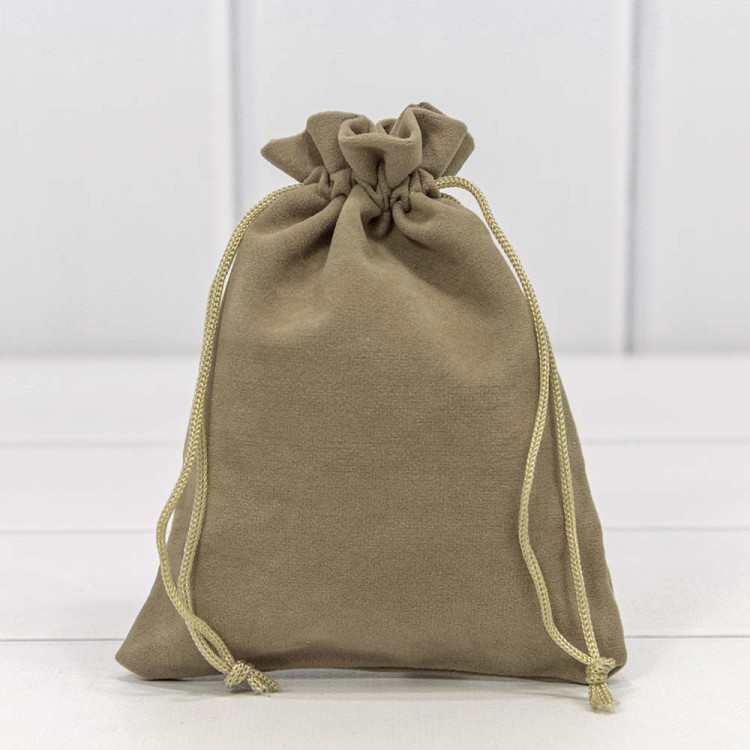 000811H/44 Мешочки бархатные 12*15 Бежево-серый 1/50 1/2000