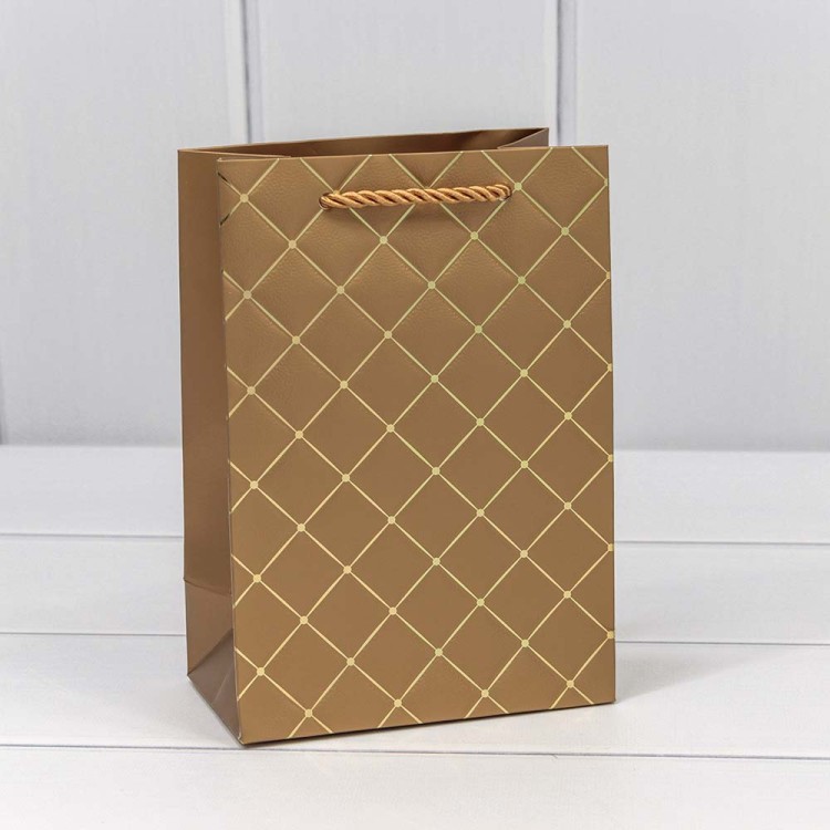 000391G/4 Пакет подарочный "Ромб" Бронзовый 14*20*8 210г 1/20 1/480