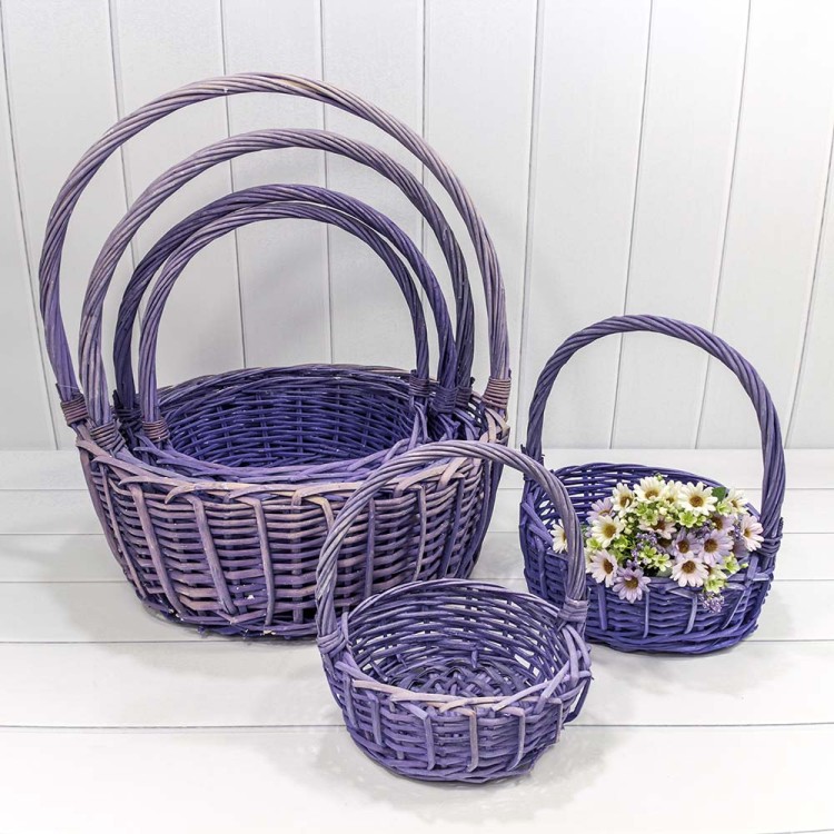 420500/7 Корзины плетёные Круглые Набор 1/6 49*19/52 (±5%) с ручкой Сиреневый 1/8 420500/7 Корзины плетёные Круглые Набор 1/6 49*19/52 (±5%) с ручкой Сиреневый 1/8