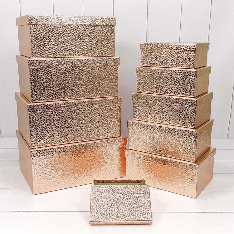 721604/0004 Коробки Прямоугольные Набор 1/10 34*26*15,3 "Кожа крокодила" Бронзовый 1/6