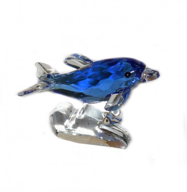 ХН58-6L Дельфин из хрусталя 7,3х3,5х5,3 см синий
