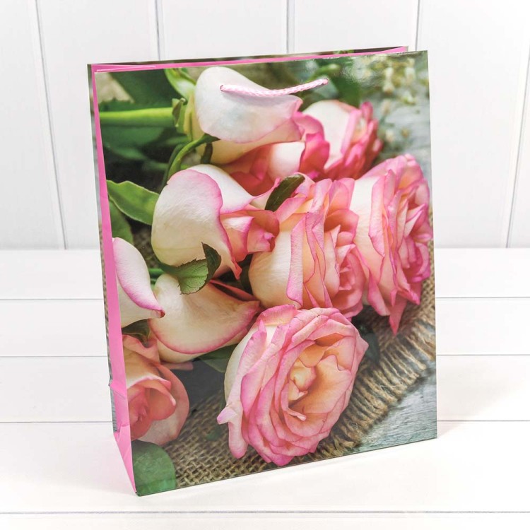 00019C Пакет подарочный "Цветы" 128 гр/м2 26*32*10 см (микс) 1/20 1/360