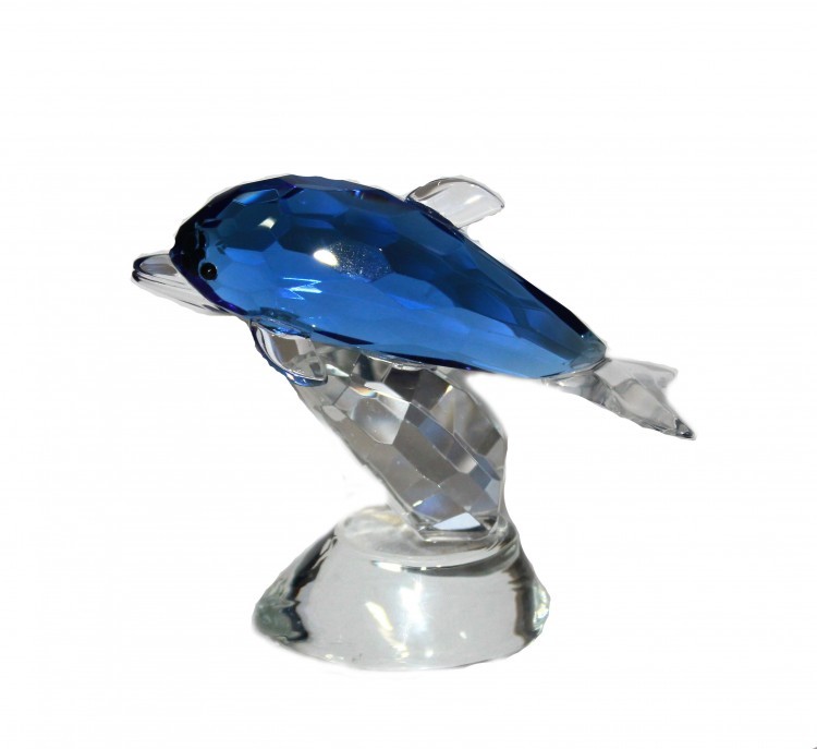 ХН58-8L Дельфин из хрусталя 10х4,8х8,5 см синий