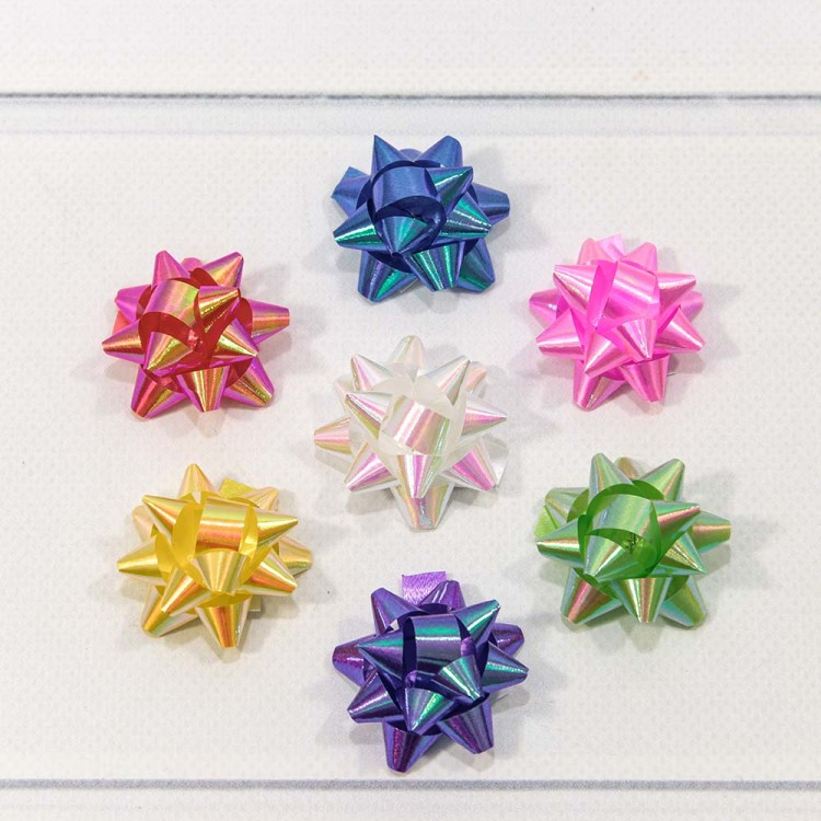 500558-15 Бант-звезда 3,8 см на липучке перламутр 1/100 1/48упак