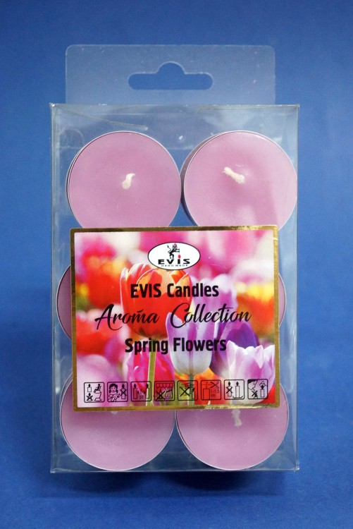 230010121120 Чайные свечи малые D-37мм. Набор 12 шт, цвет розовый, аромат весеннего настроения