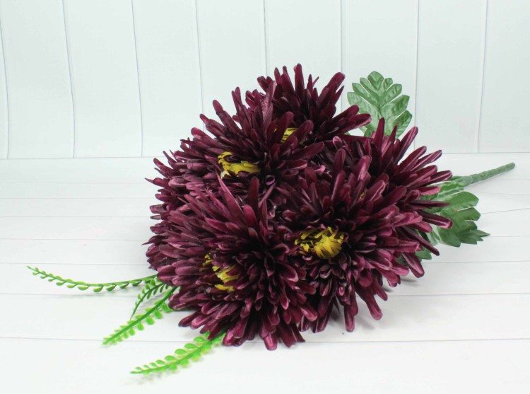 303-05-01/033 Искусственные цветы Хризантема 7 веток Бордовый 1/1