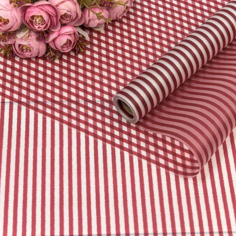 001322/16 Плёнка 0,58*10м матовая "Полоска" 50мкм Бордовый 1/30