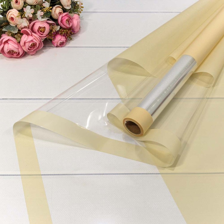 001306/15 Плёнка 0,58*10м глянцевая с окошком 50мкм Бледно-жёлтый 1/30