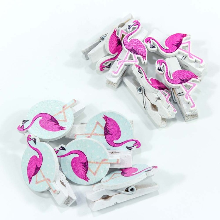 260034 Прищепки декоративные 3,5*1,8 см Фламинго (100 шт) 1/48 