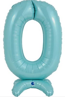 1207-4264 Шар цифра 0 64см PastelBlue на подставке