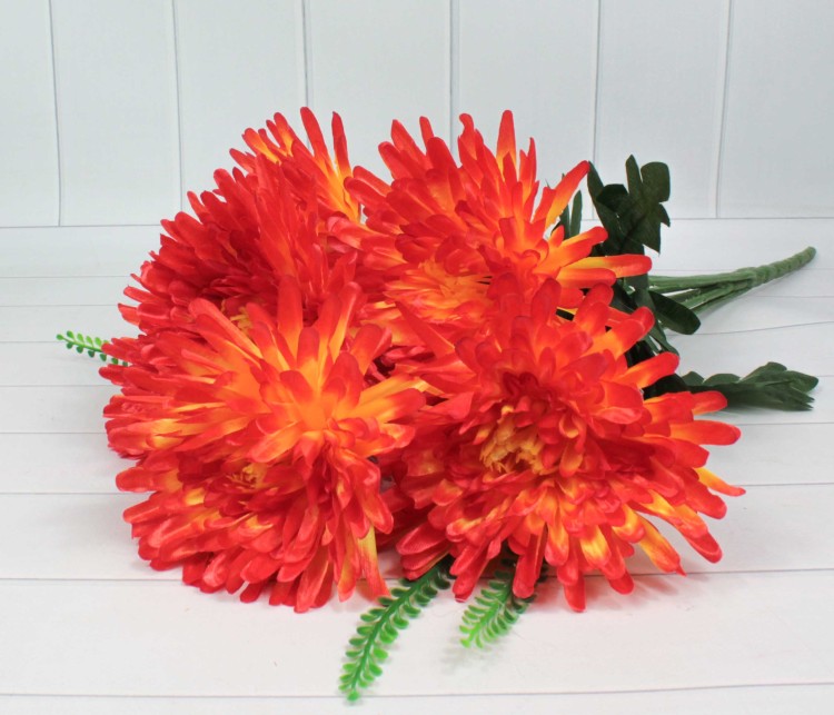 303-05-01/177 Искусственные цветы Хризантема 7 веток Оранжевый микс 1/1