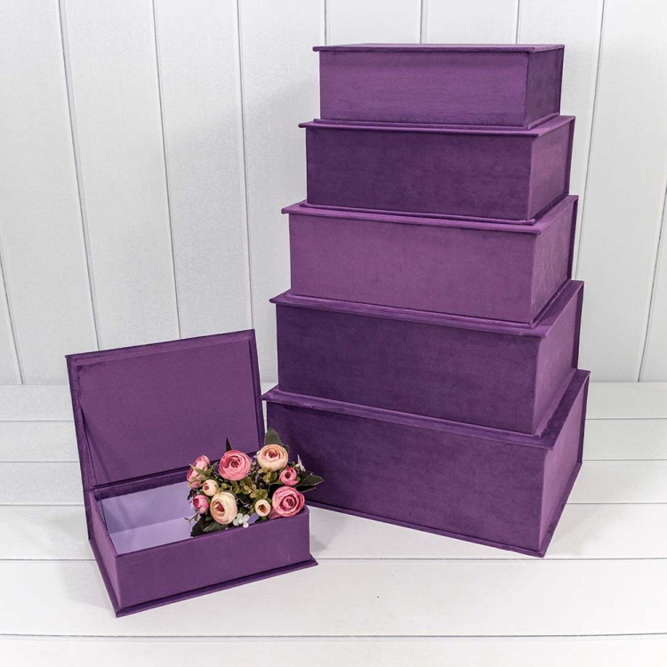 720450/4 Коробки "Книжка" Набор 1/6 39,5*27,5*15 "Бархат" Фиолетовый 1/6