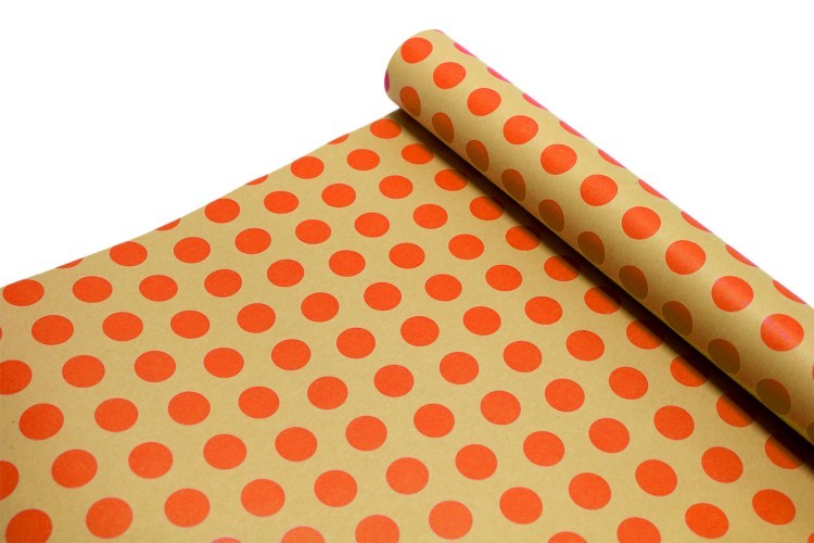 0001063-16 Крафт-бумага 0,68*1 м "Горох оранжевый" (10 листов)