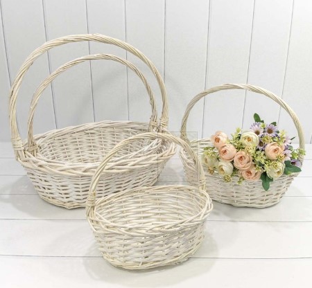 420160/1 Корзины плетёные Овальные Набор 1/4 43*35*15/44 (±5%) с ручкой Белый 1/6 420160/1 Корзины плетёные Овальные Набор 1/4 43*35*15/44 (±5%) с ручкой Белый 1/6