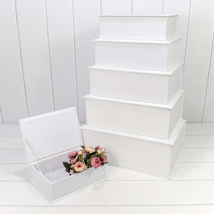 720450/1 Коробки "Книжка" Набор 1/6 39,5*27,5*15 "Бархат" Белый 1/6