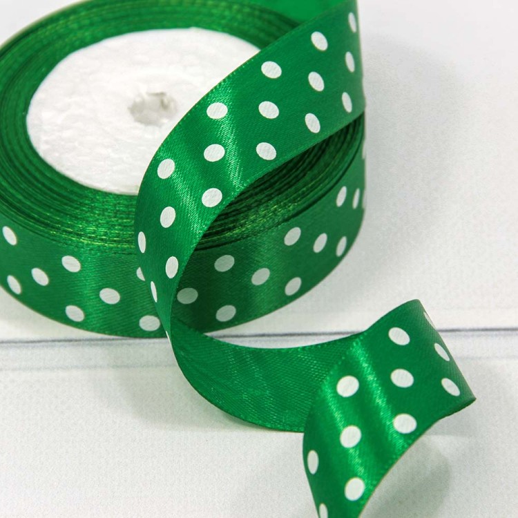 560-25/76 Лента Атласная Горох 2,5см*25ярд Ярко-зелёный 1/5 1/300