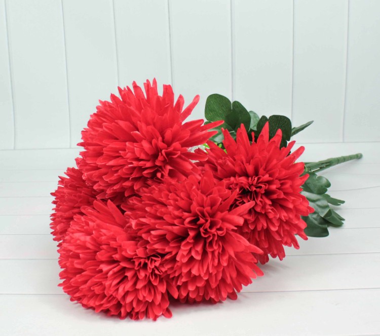 303-05-01/02 Искусственные цветы Хризантема 7 веток Красный 1/1 