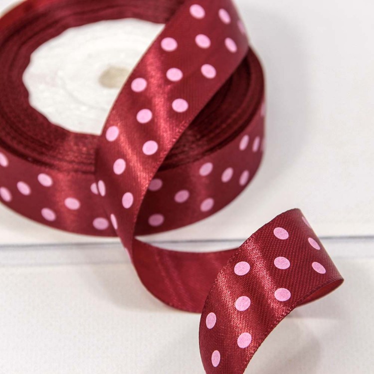 560-25/33 Лента Атласная Горох 2,5см*25ярд Бордовый 1/5 1/300