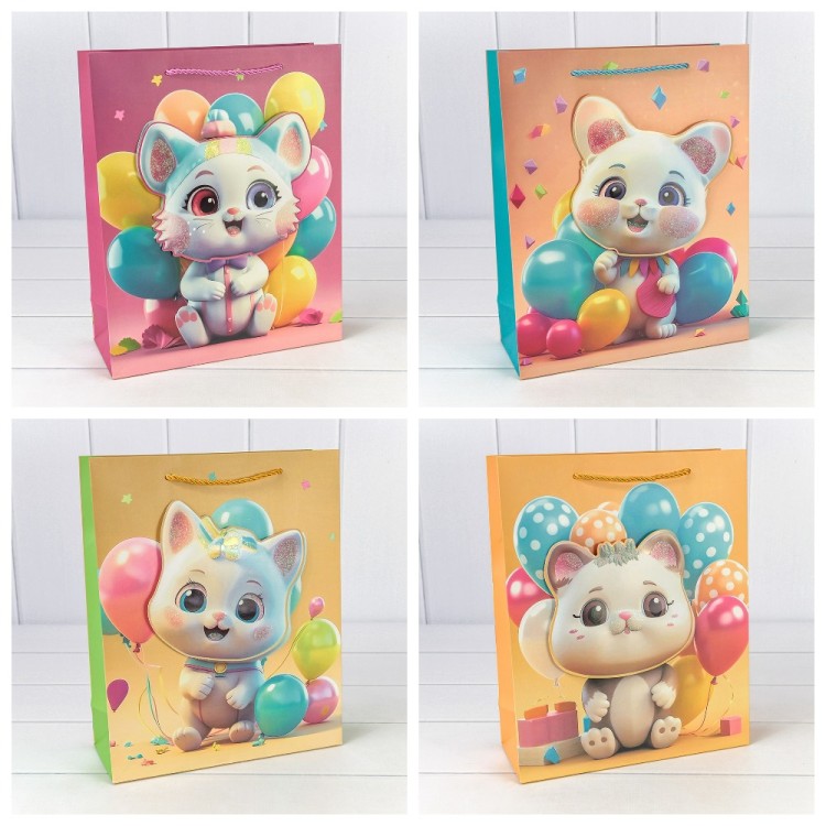 000270C	Пакет подарочный с 3D аппликацией "Детский" (микс 270) 26*32*10 210г 1/20 1/240