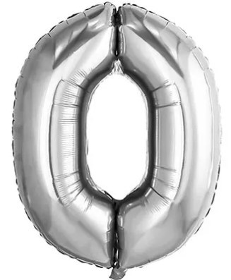 1207-4791 Шар цифра 0 Металлик Серебро 66см