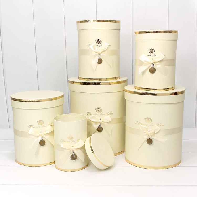 720950/7 Коробки Цилиндр Набор 1/6 21*25,5 "Flowers for you" Бежевый 1/8