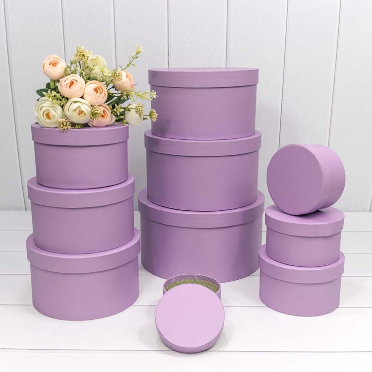 721814/1537 Коробки Круглые Набор 1/10 27,5*14,7 Сиреневый 1/6