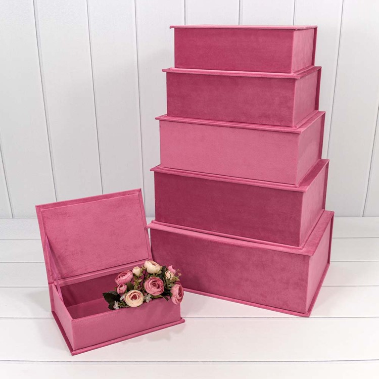 720450/5 Коробки "Книжка" Набор 1/6 39,5*27,5*15 "Бархат" Розовый 1/6