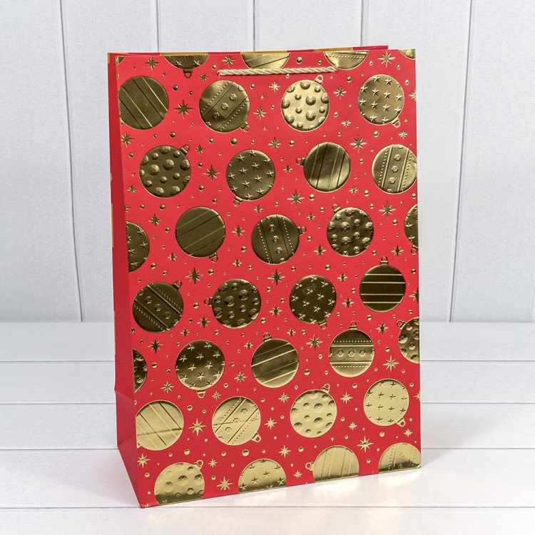 300298A Пакет подарочный с тиснением "Золотые шары" (микс) 31*45*15 210г 1/20 1/120