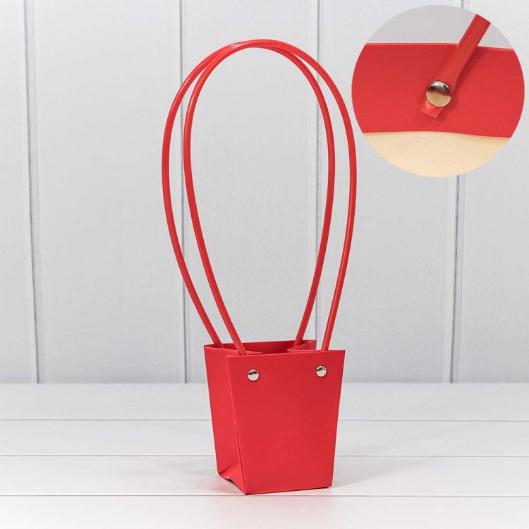 000171J/1 Пакет подарочный "Ваза для цветов" 10*9*6,5 Красный 1/10 1/300