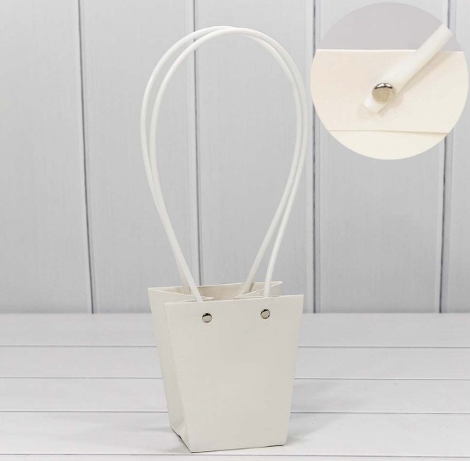 000171H/7 Пакет подарочный "Ваза для цветов" 12,5*12*8 Белый 1/10 1/200