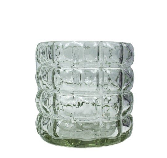 4700202864 ЗЕЛЁНЫЙ прозрачный АВИНЬОН Подсвечник декоративный малый текстурный (2568) Н-115 Д-118