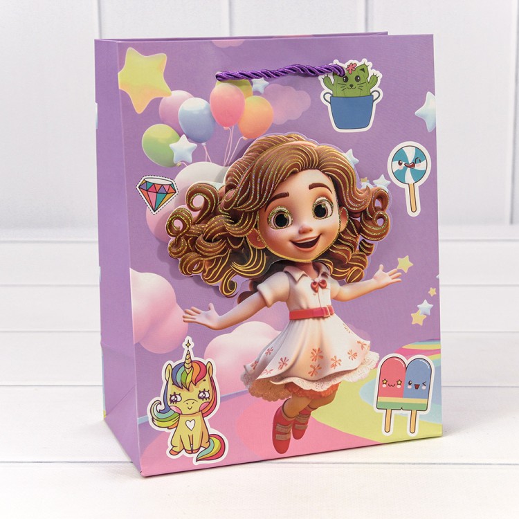 000265E	Пакет подарочный с 3D аппликацией "Детский" (микс 265) 18*23*10 210г 1/20 1/360