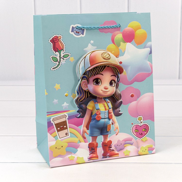 000265E	Пакет подарочный с 3D аппликацией "Детский" (микс 265) 18*23*10 210г 1/20 1/360