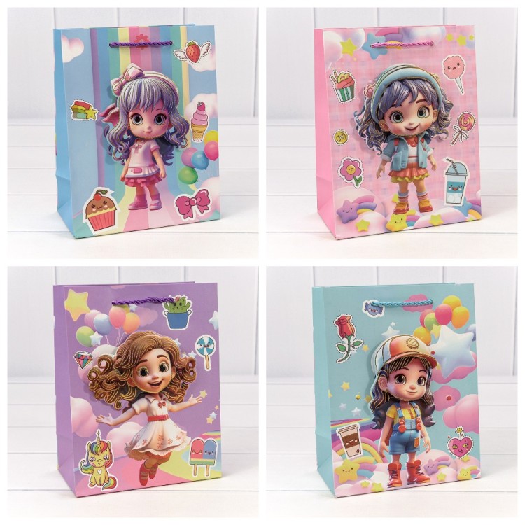 000265E	Пакет подарочный с 3D аппликацией "Детский" (микс 265) 18*23*10 210г 1/20 1/360