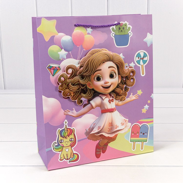 000265C	Пакет подарочный с 3D аппликацией "Детский" (микс 265) 26*32*10 210г 1/20 1/240