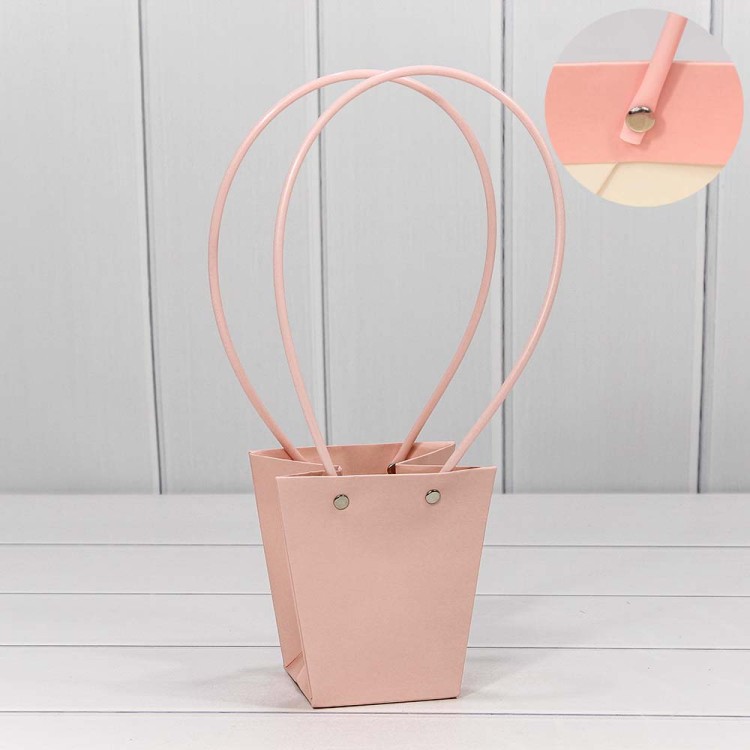 000171H/2 Пакет подарочный "Ваза для цветов" 12,5*12*8 Розовый 1/10 1/200