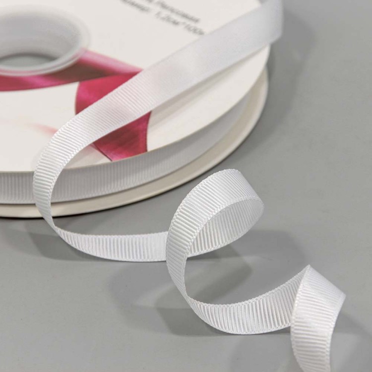 563-12/01 Лента Репсовая 1,2см*100ярд Белый 1/21 1/84