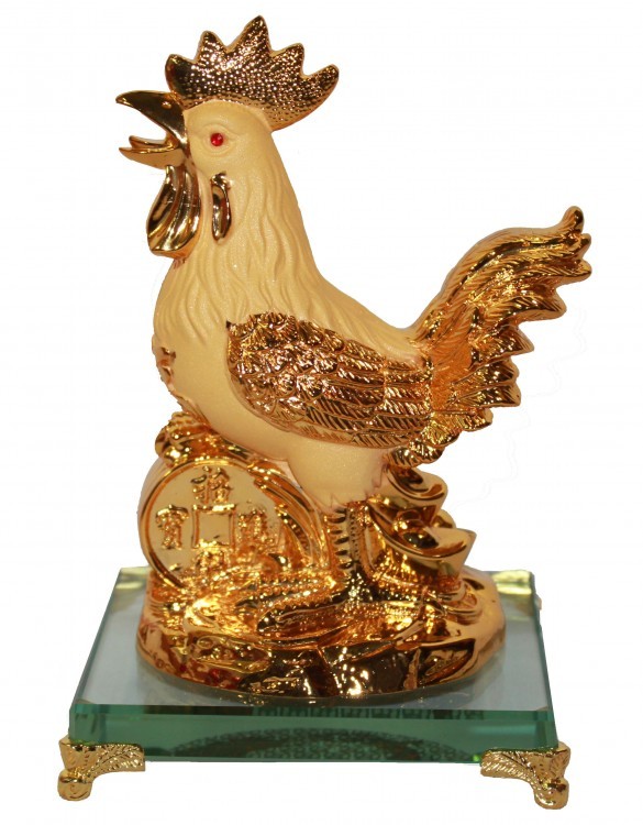 ZM16-8 Петух с монетой и слитками (12,5х11,5х19,5 см)