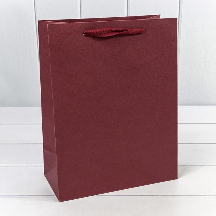 000192C Пакет подарочный Крафт Бордовый 25,5*33*12,5 230г 1/20 1/240