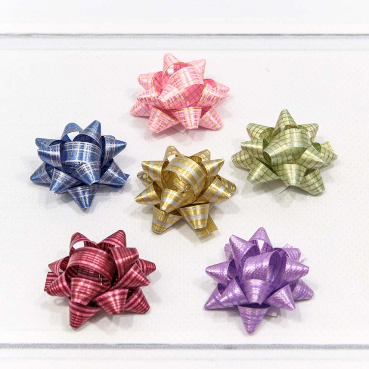 500562-38 Бант-звезда 3,8 см на липучке "Граффити" (микс) 1/12 1/100 упак.